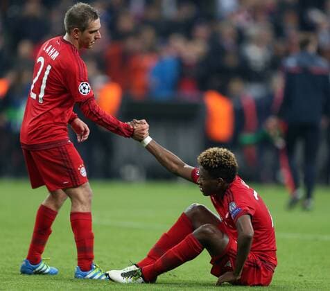 SOCCER - CL, Bayern vs Atletico MUNICH,GERMANY,03.MAY.16 - SOCCER - UEFA Champions League, semifinal, FC Bayern Muenchen vs Atletico Madrid. Image shows Philipp Lahm and David Alaba (Bayern). GEPAxpictures xThomasxBachun