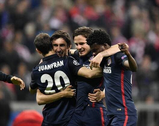 Jubel bei Atletico FC Bayern München FCB vs Atletico Madrid UEFA Champions-League CL Halbfinale Rückspiel Saison 2015 2016 München Allianz Arena 03.05.2016 FC Bayern München FCB vs Atletico Madrid