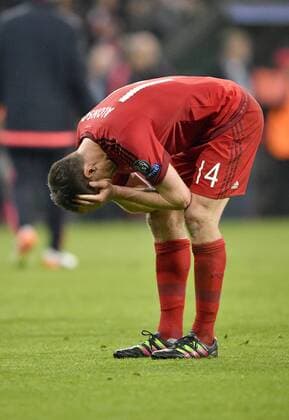 Enttäuaschung bei Xabi Xabier Olano Alonso FC Bayern München FC Bayern München FCB vs Atletico Madrid UEFA Champions-League CL Halbfinale Rückspiel Saison 2015 2016 München Allianz Arena 03.05.2016 FC Bayern München FCB vs Atletico Madrid