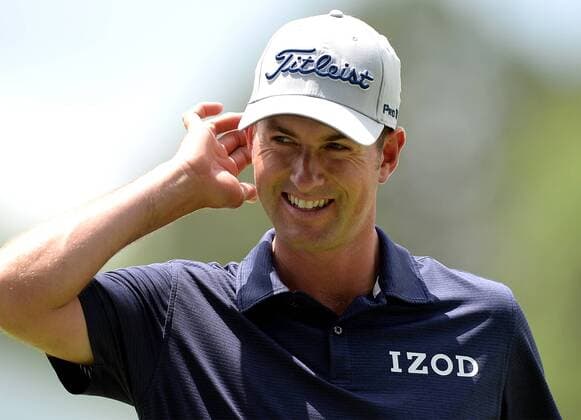 May 3, 2016 - Charlotte, NC, USA - Webb Simpson smiles during practice rounds on Tuesday, May 3, 2016, at Quail Hollow Club in Charlotte, N.C., ahead of first-round action in the Wells Fargo Championship on Thursday. Practice rounds ahead of Wells Fargo Championship - ZUMAm67_