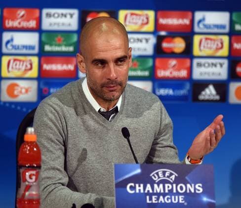 Championsleague Halbfinale: FC Bayern München - Atletico Madrid 03.05.2016. Trainer Pep Guardiola (FCB) bei der anschließenden Pressekonferenz. HM