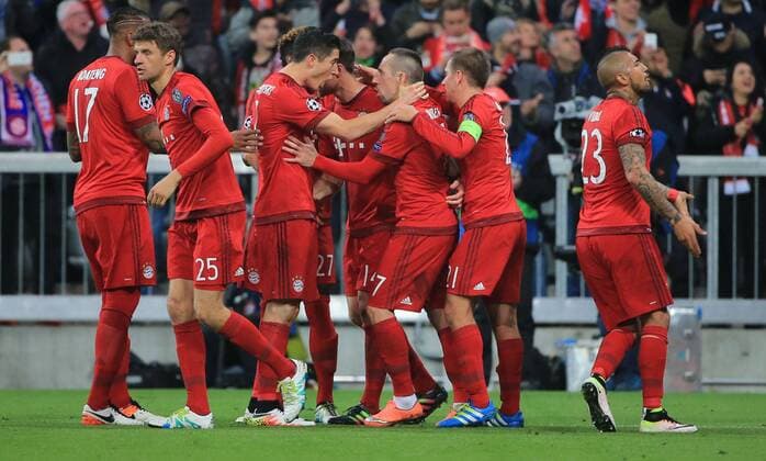 03.05.2016, CL Halbfinale, FC Bayern München vs Atletico Madrid, Allianz Arena, im Bild: 1: 0 FCB Jubelt