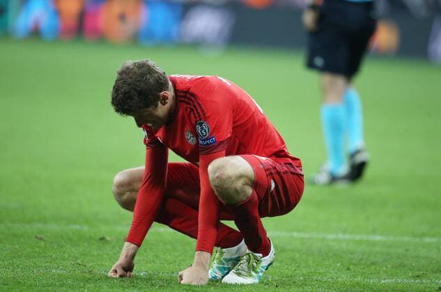 München, Fussball, Herren, UEFA Champions League, Saison 2015 2016, Halbfinale, FC Bayern München - Atletico Madrid, 03.05.2016, Allianzarena München, Thomas Müller, FC Bayern München, enttäuscht