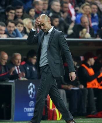 München, Fussball, Herren, UEFA Champions League, Saison 2015 2016, Halbfinale, FC Bayern München - Atletico Madrid, Josep Guardiola, FC Bayern München, TRainer