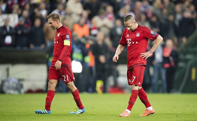 München, 03.05.2016, Allianz Arena Philipp Lahm (FCB), Franck Ribery (FCB) FC Bayern München vs. Atletico Madrid mm