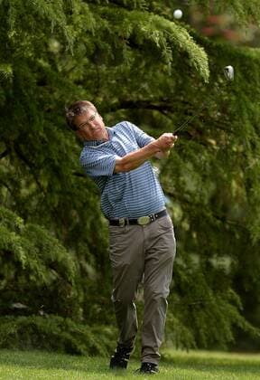 May 4, 2016 - Charlotte, NC, USA - North Carolina Gov. Pat McCrory chips onto the 15th green during a Pro-Am at Quail Hollow Club in Charlotte, N.C. on Wednesday, May 4, 2016. Wells Fargo Pro-Am - ZUMAm67_