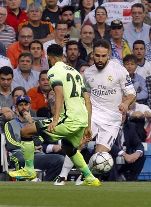Partido de vuelta de semifinales de la Champions League 2015 2016 entre el Real Madrid y Manchester City, celebrado en el estadio Santiago Bernabeu, en Madrid 4 05 2016. Soccer match between Real Madrid and Manchester City of second round of semi finals of the 2015 2016 Champions League, held at the Santiago Bernabeu stadium, in Madrid, May 4, 2016. Photo by J. Luis Cuesta 261 Cordon Press. Carvajal  xJosexLuisxCuestax xx