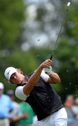 May 4, 2016 - Charlotte, NC, USA - Carolina Panthers tight end Greg Olsen follows through his drive from the second tee box during a Pro-Am at Quail Hollow Club in Charlotte, N.C., on Wednesday, May 4, 2016. Wells Fargo Pro-Am - ZUMAm67_