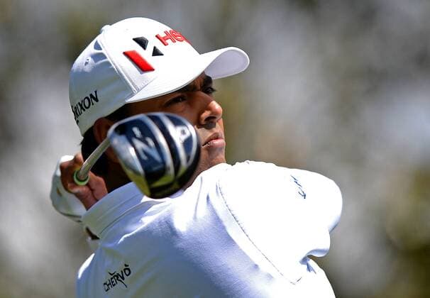 May 5, 2016 - Charlotte, NC, USA - Anirban Lahiri watches his drive from the 16th tee box during first round action of the Wells Fargo Championship on Thursday, May 5, 2016 at Quail Hollow Club in Charlotte, N.C. Lahiri finished the round at -6. Wells Fargo Championship - ZUMAm67_