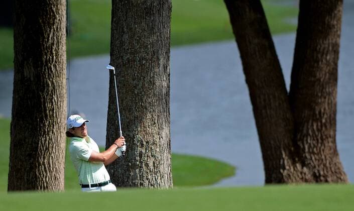 May 5, 2016 - Charlotte, NC, USA - Andrew Loupe watches his shot from the 15th fairway during the first round of the Wells Fargo Championship at Quail Hollow Club in Charlotte, N.C., on Thursday, May 5, 2016. Wells Fargo Championship - ZUMAm67_