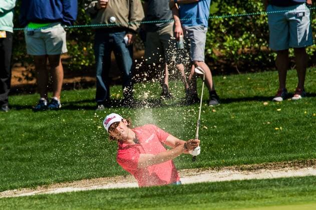 Golfer Andrew Loupe hits out of green side bunker on the 5th hole during the Wells Fargo Championship on Friday, May 6, 2016 at Quail Hallow Country Club in Charlotte, NC. David Grooms CSM PGA Golf Herren 2016: Wells Fargo Championship MAR 6 - ZUMAc04_