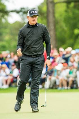 Golfer Martin Piller pumps his fist after making a lenghty putt on the ninth green during the Wells Fargo Championship on Friday, May 6, 2016 at Quail Hallow Country Club in Charlotte, NC. David Grooms CSM PGA Golf Herren 2016: Wells Fargo Championship MAR 6 - ZUMAc04_