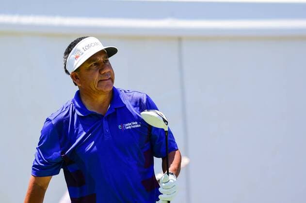 May 06, 2016: Esteban Toledo watches his tee shot on 1 during round 1 of the 2016 Champions Tour Insperity Invitational, The Woodlands Country Club, The Woodlands, Texas. (Photo by Ken Murray Icon Sportswire) GOLF: MAY 06 Champions Tour - Insperity Invitational - First Round Icon201605062016005 EDITORIAL USE ONLY