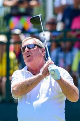 May 06, 2016: Fuzzy Zoeller watches his tee shot on 1 during round 1 of the 2016 Champions Tour Insperity Invitational, The Woodlands Country Club, The Woodlands, Texas. (Photo by Ken Murray Icon Sportswire) GOLF: MAY 06 Champions Tour - Insperity Invitational - First Round Icon201605062016010 EDITORIAL USE ONLY
