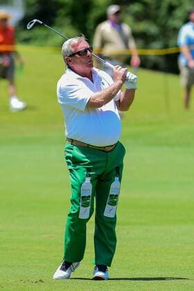 May 06, 2016: Fuzzy Zoeller watches his approach shot on 1 during round 1 of the 2016 Champions Tour Insperity Invitational, The Woodlands Country Club, The Woodlands, Texas. (Photo by Ken Murray Icon Sportswire) GOLF: MAY 06 Champions Tour - Insperity Invitational - First Round Icon201605062016030 EDITORIAL USE ONLY