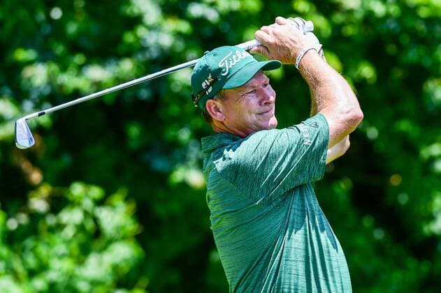May 06, 2016: Woody Austin watches his tee shot on 3 during round 1 of the 2016 Champions Tour Insperity Invitational, The Woodlands Country Club, The Woodlands, Texas. (Photo by Ken Murray Icon Sportswire) GOLF: MAY 06 Champions Tour - Insperity Invitational - First Round Icon201605062016055 EDITORIAL USE ONLY