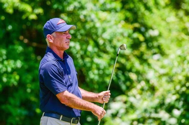 May 06, 2016: Corey Pavin watches his tee shot on 3 during round 1 of the 2016 Champions Tour Insperity Invitational, The Woodlands Country Club, The Woodlands, Texas. (Photo by Ken Murray Icon Sportswire) GOLF: MAY 06 Champions Tour - Insperity Invitational - First Round Icon201605062016069 EDITORIAL USE ONLY