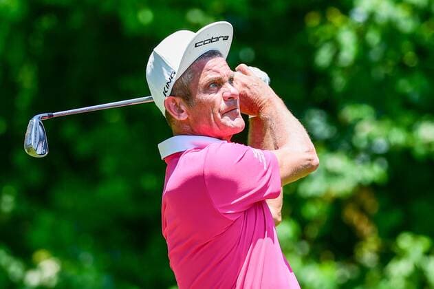 May 06, 2016: Jesper Parnevik watches his tee shot on 3 during round 1 of the 2016 Champions Tour Insperity Invitational, The Woodlands Country Club, The Woodlands, Texas. (Photo by Ken Murray Icon Sportswire) GOLF: MAY 06 Champions Tour - Insperity Invitational - First Round Icon201605062016072 EDITORIAL USE ONLY