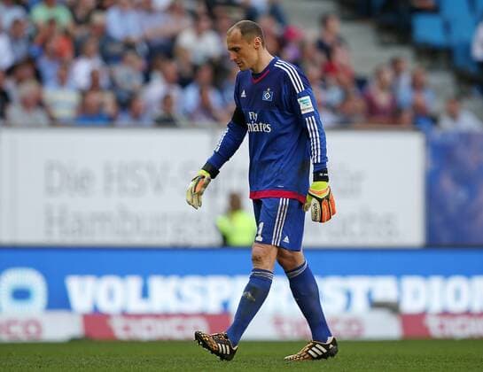 Bilder des Tages - SPORT 07.05.2016, Fussball 1.Bundesliga 2015 2016, 33.Spieltag, Hamburger SV - VfL Wolfsburg, im Volksparkstadion Hamburg. Torwart Jaroslav Drobny (Hamburg) enttäuscht 