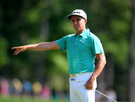 May 7, 2016 - Charlotte, NC, USA - Rickie Fowler talks with his caddie on the 14th green in the third round of the Wells Fargo Championship at Quail Hollow Club in Charlotte, N.C., on Saturday, May 7, 2016. Wells Fargo Championship, third round - ZUMAm67_