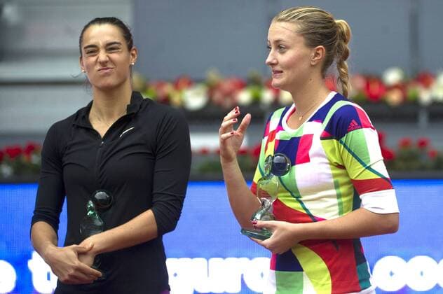 Carolina Garcia und Kristina Mladenovic beim Doppel-Match Martina Hingis und Sania Mirza vs Carolina Garcia und Kristina Mladenovic beim Mutua Madrid Open 2016 Tennisturnier im Sportkomplex Caja Magica. Madrid, 07.05.2016  Foto:xDyDxFotografosx xFuturexImage