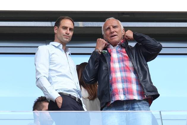 08.05.2016, xkvx, Fussball 2.Bundesliga, RB Leipzig - Karlsruher SC, emspor, v.l. Oliver Mintzlaff (Vorstandsvorsitzender Geschaefsfuehrer RB Leipzig), Dietrich Didi Mateschitz (Eigentuemer RB Leipzig) Leipzig