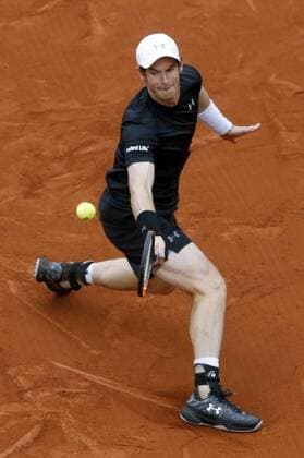 Scottish tennis player Andy Murray in action against Serbian Novak Djokovic during their Mutua Madrid Open male final match played at the Caja Magica tennis complex in Madrid, Spain, on 08 May 2016. Novak Djokovic vs Andy Murray !ACHTUNG: NUR REDAKTIONELLE NUTZUNG!  20160508-635983339854253894
