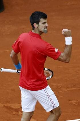 Serbian tennis player Novak Djokovic celebrates his victory 6-2, 3-6 and 6-3 against Scottish Andy Murray during their Mutua Madrid Open male final match played at the Caja Magica tennis complex in Madrid, Spain, on 08 May 2016. Novak Djokovic vs Andy Murray !ACHTUNG: NUR REDAKTIONELLE NUTZUNG!  20160508-635983395538360025
