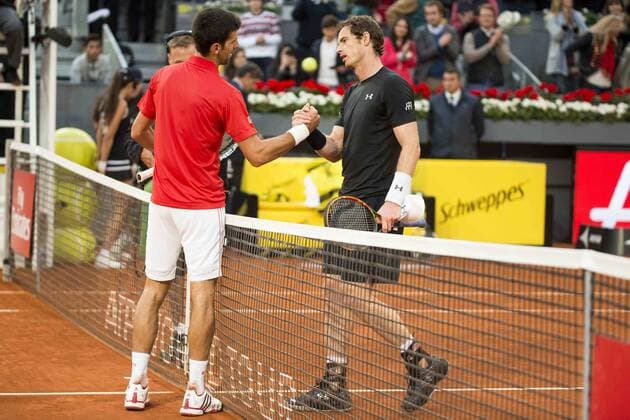 Serbian Novak Djokovic and Scotch Andy Murray during TPA Finals Mutua Madrid Open Tennis 2016 in Madrid, May 08, 2016.  (20160508128)