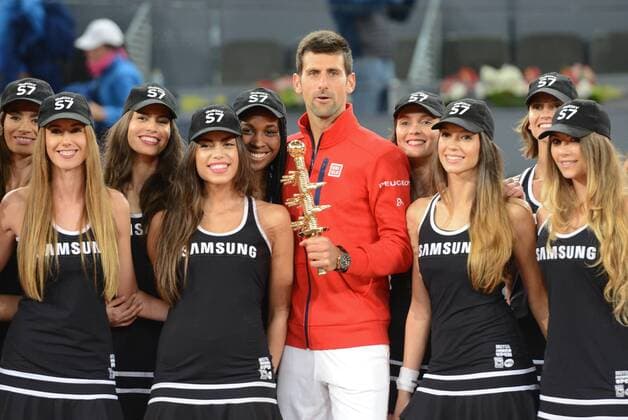 May 8, 2016 - Madrid, Spain - NOVAK DJOKOVIC poses with his trophy after winning the the Mutua Madrid Open. Tennis 2016 - Mutua Madrid Open - Day 9 - ZUMAl132