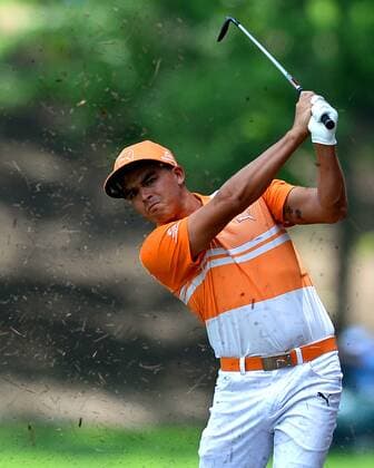 May 8, 2016 - Charlotte, NC, USA - Rickie Fowler follows through on a drive from the third fairway during the Wells Fargo Championship on Sunday, May 8, 2016, at Quail Hollow Club in Charlotte, N.C. Wells Fargo Championship - ZUMAm67_