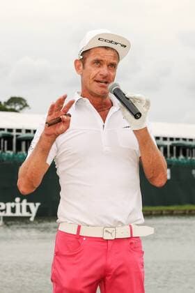 May 08, 2016: Jesper Parnevik makes remarks following the final round of the 2016 Champions Tour Insperity Invitational, The Woodlands Country Club, The Woodlands, Texas. (Photo by Ken Murray) GOLF: MAY 08 Champions Tour - Insperity Invitational - Final Round Icon201605082016027 EDITORIAL USE ONLY