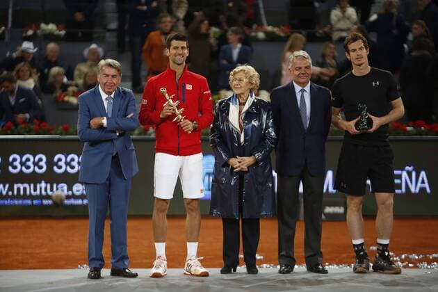 Tennis. Madrid Open 2016. Match of final between Novak Djokovic (SRB) vs Andy Murray (GBR), May 8, 2016. Photo by J. Luis Cuesta 261 Cordon Press. Novak Djokovic wins the tournament.  xJ.xLuisxCuestax xx