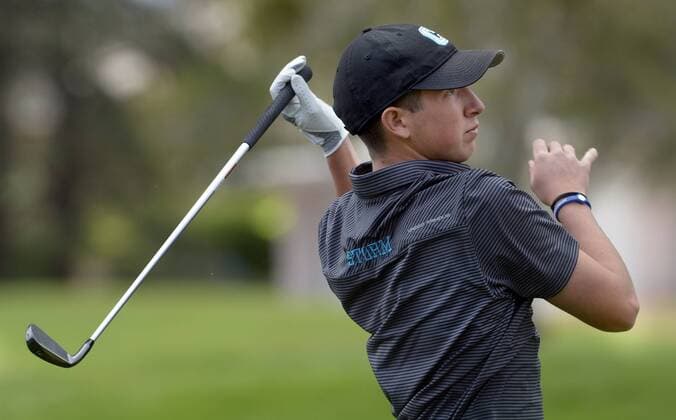 May 9, 2016 - U.S. - SPORTS -- Cleveland s John Gallegos tees off during the 2016 Furr s Buffet 6A State Championship at the Canyon Club at Four Hills on Monday, May 9, 2016. Sports News - May 9, 2016 - ZUMAab1_