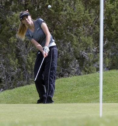 May 9, 2016 - U.S. - SPORTS -- Cleveland s Dominique Galloway hits onto the 6th green during the 2016 Furr s Buffet 6A State Championship at the Canyon Club at Four Hills on Monday, May 9, 2016. Sports News - May 9, 2016 - ZUMAab1_