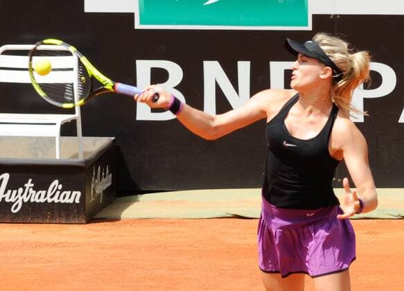 10.05.2016. Rome, Italy. BNL d Italia Tennis Tournament. Eugenie Bouchard (CAN) versus Jelena Jankovic (SRB). Eugenie Bouchard returns to Jelena Jancovic as she wins in 3 sets xactivaxfotox  ActionPlus11735401
