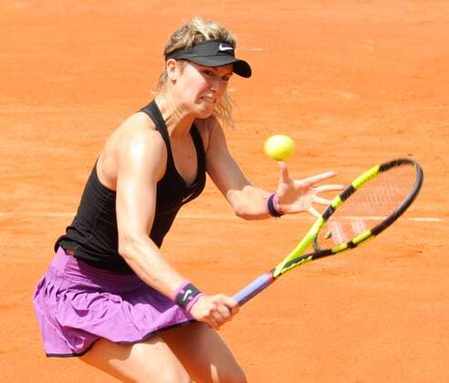 10.05.2016. Rome, Italy. BNL d Italia Tennis Tournament. Eugenie Bouchard (CAN) versus Jelena Jankovic (SRB). Eugenie Bouchard returns to Jelena Jancovic as she wins in 3 sets xactivaxfotox  ActionPlus11735402