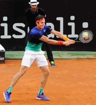 11.05.2016. Rome, Italy. BNL d Italia Tennis Tournament. Milos Raonic (CAN) versus Nick Kyrgios (AUS). Milos Raonic returns to Nick Kyrgios xactivaxfotox  ActionPlus11735813