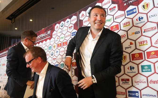 Belgium s head coach Marc Wilmots pictured during a press conference PK Pressekonferenz of Belgian national soccer team Red Devils head coach, Thursday 12 May 2016, at the headquarters of the federation KBVB-URBSFA, in Brussels. Head coach Wilmots will announce the first selection for the upcoming Euro2016 tournament. VIRGINIExLEFOUR  x04848154x