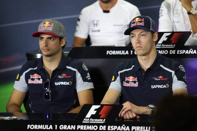 Spanish Grand Prix, Barcelona 12 - 15 May 2016 12.05.2016 - press conference PK Pressekonferenz (L-R) Carlos Sainz Jr (ESP) Scuderia Toro Rosso STR11 and Daniil Kvyat (RUS) Scuderia Toro Rosso STR11 