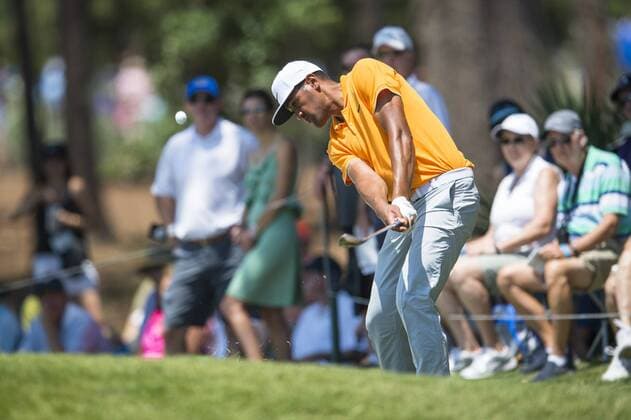 May 12, 2016: Tony Finau chips onto the green on 9 during the first round of THE PLAYERS Championship in Ponte Vedra Beach, FL. (Photograph by Roy K. Miller Icon Sportswire) GOLF: MAY 12 PGA Golf Herren - THE PLAYERS Championship - First Round Icon160512033 EDITORIAL USE ONLY