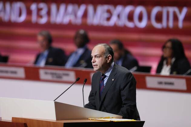 President of Gibraltar Football Association (GFA) Michael Llamas delivers a speech during the second day of 66th FIFA Congress in Mexico City, Mexico, 13 May 2016. FIFA congress runs from 12 to 13 May 2016. EFE Jose Mendez 66th FIFA Congress in Mexico City !ACHTUNG: NUR REDAKTIONELLE NUTZUNG!  MEX50 20160513-635987725360958340