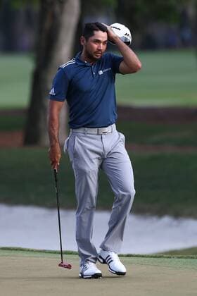 Golf, The Players Championship in Ponte Vedra Beach May 13, 2016 - Ponte Vedra Beach, Florida, United States - Jason Day reacts on the 9th green during the second round of The PLAYERS Championship at TPC Sawgrass. Golf 2016 - The PLAYERS Championship - Round 2 - ZUMAw109