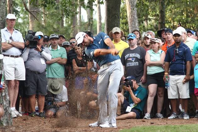 Golf, The Players Championship in Ponte Vedra Beach May 13, 2016 - Ponte Vedra Beach, Florida, United States - Jason Day hits out of the rough on the 11th hole during the second round of The PLAYERS Championship at TPC Sawgrass. Golf 2016 - The PLAYERS Championship - Round 2 - ZUMAw109
