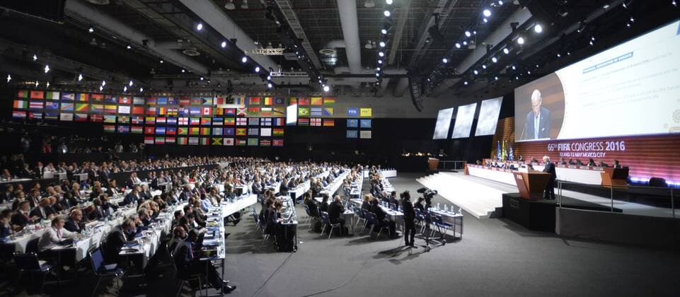 (160514) -- MEXICO CITY, May 13, 2016 -- Delegates participate in the 66th Congress of FIFA, in Mexico City, capital of Mexico, May 13, 2016. The 66th Congress of FIFA concluded here on Friday.) (SP) MEXICO-MEXICO CITY-SPORTS-CONGRESS str 