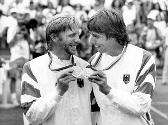 Olympische Spiele 1992 in Barcelona, Doppel Olympiasieger Boris Becker und Michael Stich (beide Deutschland)
