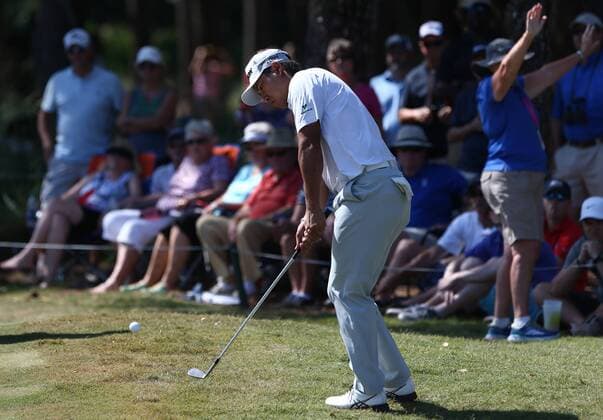 May 14, 2016 - Ponte Vedra Beach, Florida, United States - Hideki Matsuyama chips on to the 15th green during the third round of The PLAYERS Championship at TPC Sawgrass. Golf 2016 - The PLAYERS Championship - Round 3 - ZUMAw109