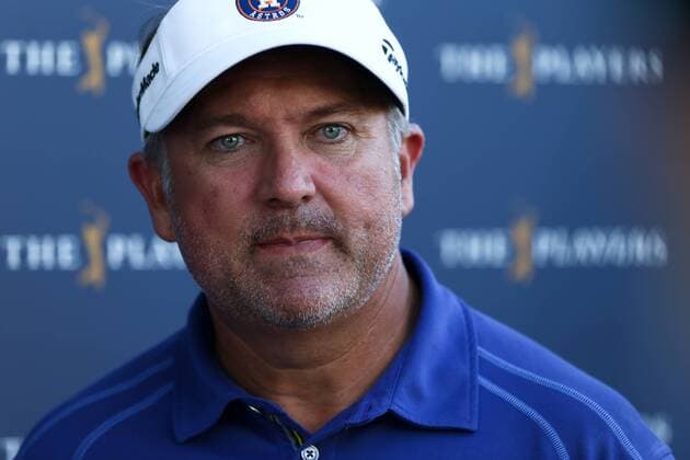 May 14, 2016 - Ponte Vedra Beach, Florida, United States - Ken Duke speaks to the media after the third round of The PLAYERS Championship at TPC Sawgrass. Golf 2016 - The PLAYERS Championship - Round 3 - ZUMAw109