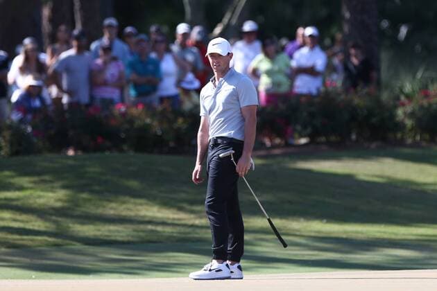 May 14, 2016 - Ponte Vedra Beach, Florida, United States - Rory McIlroy lines up a putt on the 13th green during the third round of The PLAYERS Championship at TPC Sawgrass. Golf 2016 - The PLAYERS Championship - Round 3 - ZUMAw109