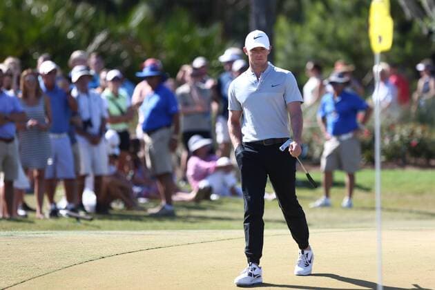 May 14, 2016 - Ponte Vedra Beach, Florida, United States - Rory McIlroy lines up a putt on the 13th green during the third round of The PLAYERS Championship at TPC Sawgrass. Golf 2016 - The PLAYERS Championship - Round 3 - ZUMAw109